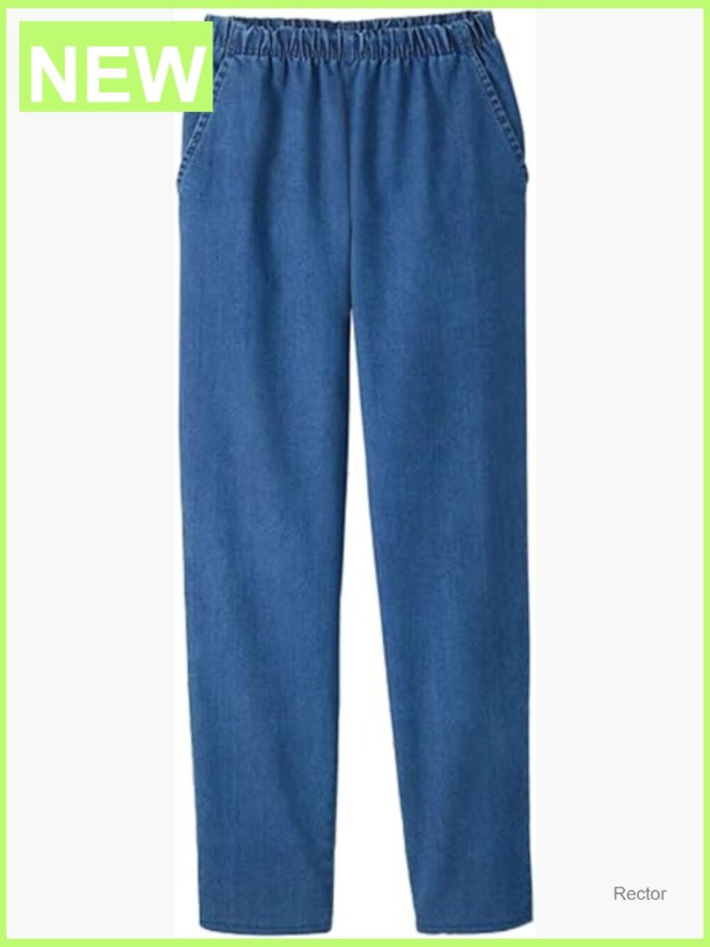 Pull On Elastic Waist Straight Leg Jeans with Side Pockets